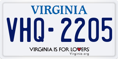 VA license plate VHQ2205