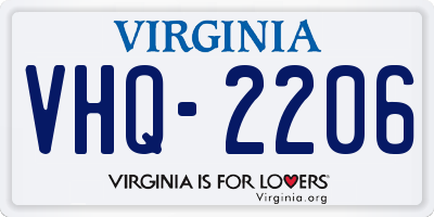 VA license plate VHQ2206