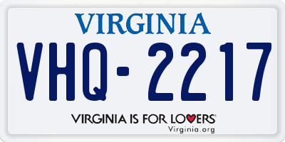 VA license plate VHQ2217