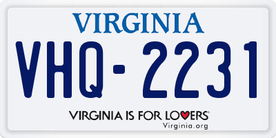 VA license plate VHQ2231