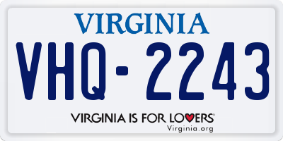 VA license plate VHQ2243