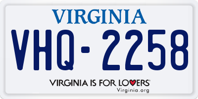 VA license plate VHQ2258