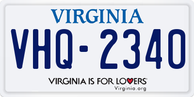 VA license plate VHQ2340