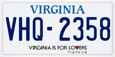 VA license plate VHQ2358