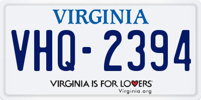 VA license plate VHQ2394
