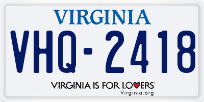 VA license plate VHQ2418