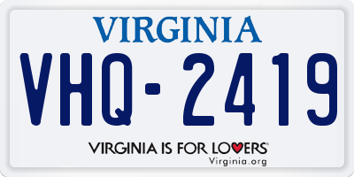 VA license plate VHQ2419