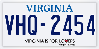 VA license plate VHQ2454