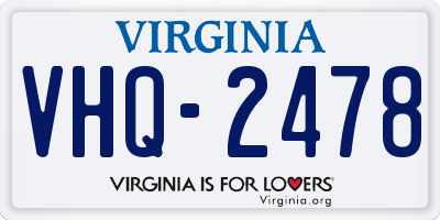 VA license plate VHQ2478
