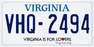 VA license plate VHQ2494