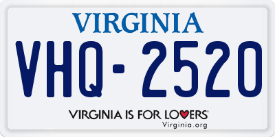 VA license plate VHQ2520