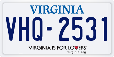 VA license plate VHQ2531