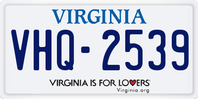 VA license plate VHQ2539