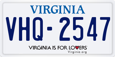 VA license plate VHQ2547