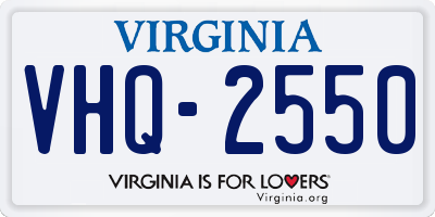 VA license plate VHQ2550