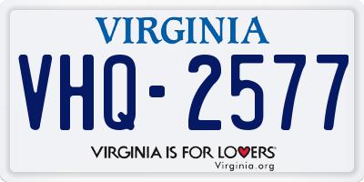 VA license plate VHQ2577