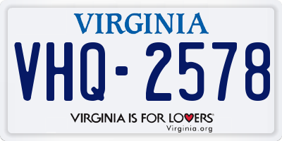 VA license plate VHQ2578