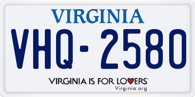 VA license plate VHQ2580