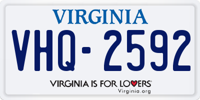 VA license plate VHQ2592