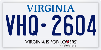VA license plate VHQ2604