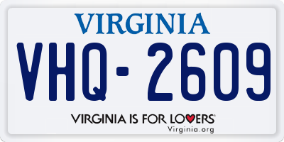 VA license plate VHQ2609