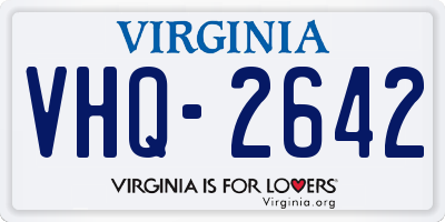 VA license plate VHQ2642