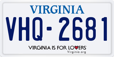 VA license plate VHQ2681