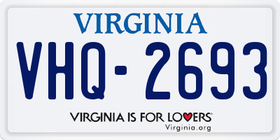VA license plate VHQ2693