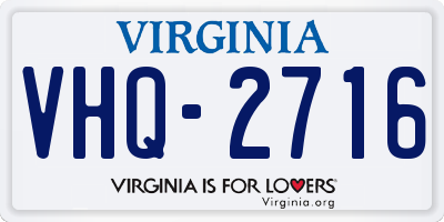 VA license plate VHQ2716