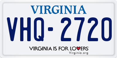 VA license plate VHQ2720
