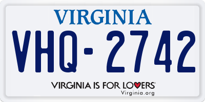 VA license plate VHQ2742