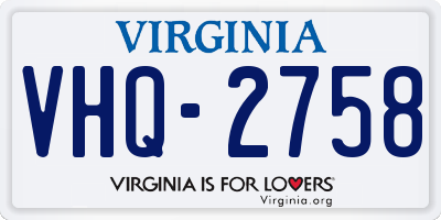 VA license plate VHQ2758