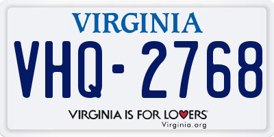 VA license plate VHQ2768