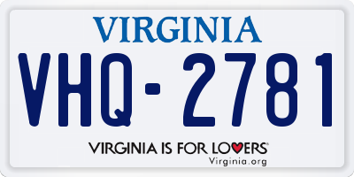 VA license plate VHQ2781