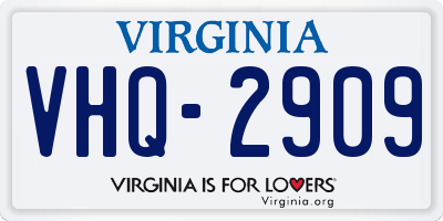 VA license plate VHQ2909