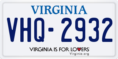VA license plate VHQ2932
