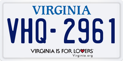 VA license plate VHQ2961