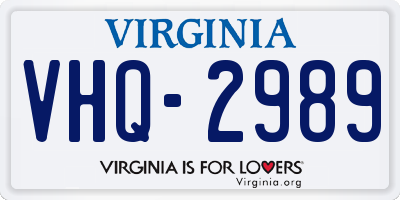 VA license plate VHQ2989