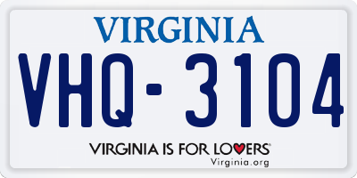 VA license plate VHQ3104