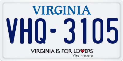 VA license plate VHQ3105