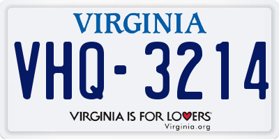 VA license plate VHQ3214
