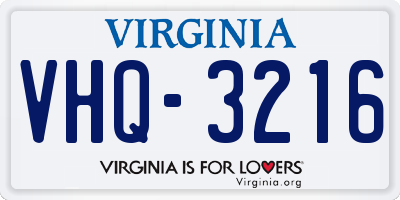 VA license plate VHQ3216
