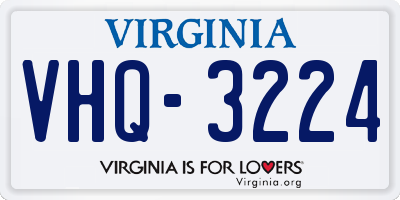 VA license plate VHQ3224