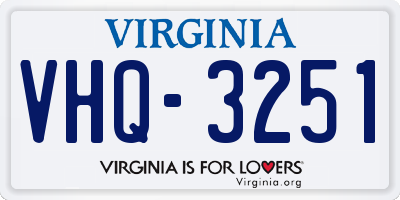 VA license plate VHQ3251