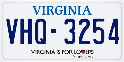 VA license plate VHQ3254