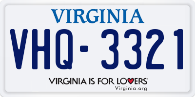 VA license plate VHQ3321