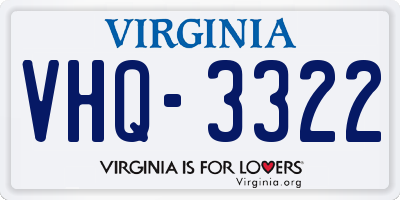 VA license plate VHQ3322