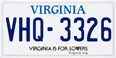 VA license plate VHQ3326
