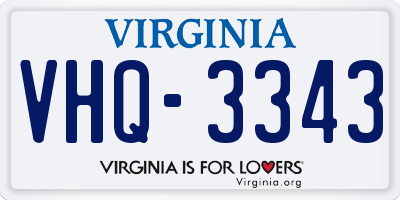VA license plate VHQ3343