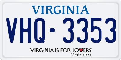 VA license plate VHQ3353